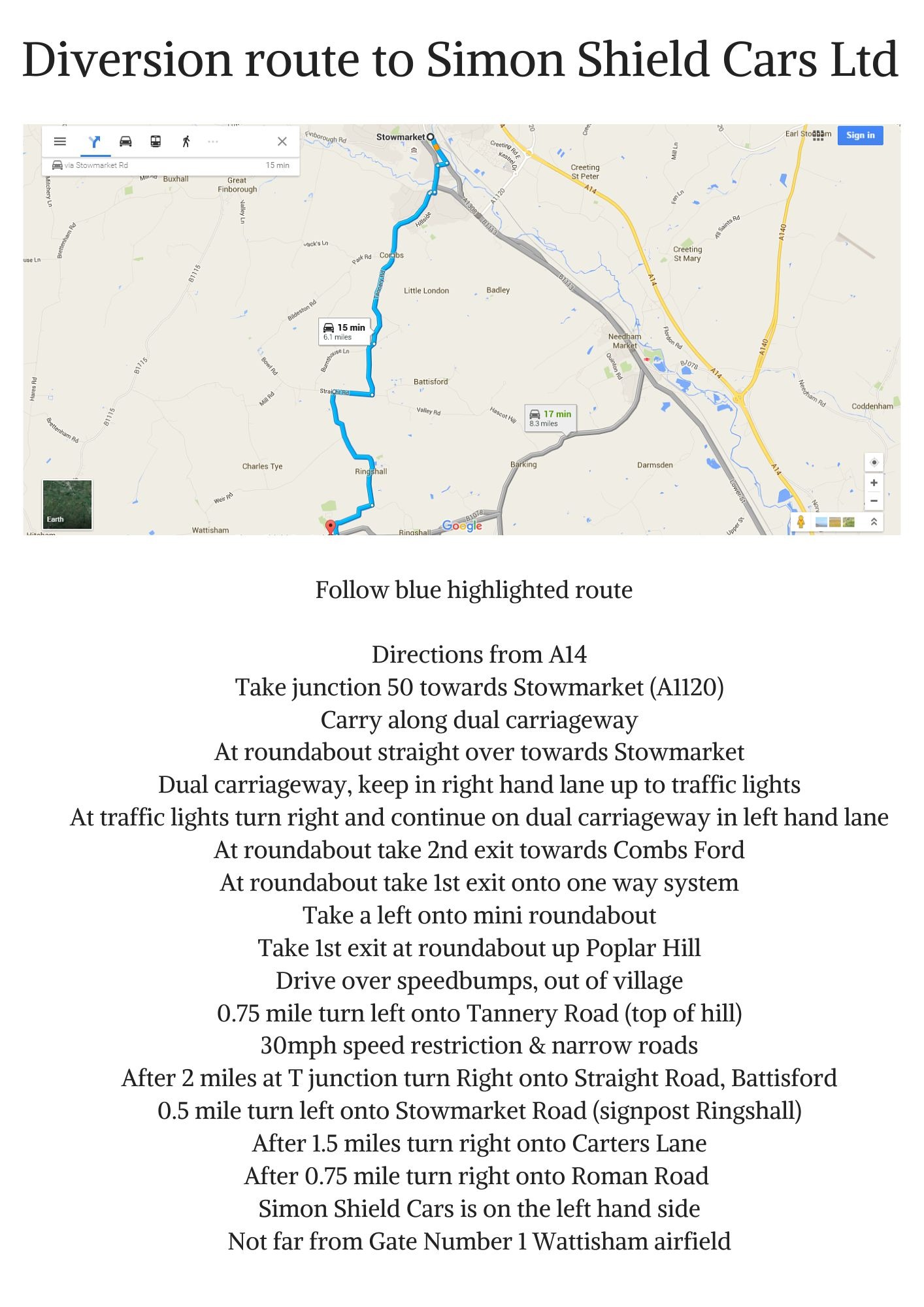 Roadworks on the B1078 – How to Get to Simon Shield Cars During the Closure